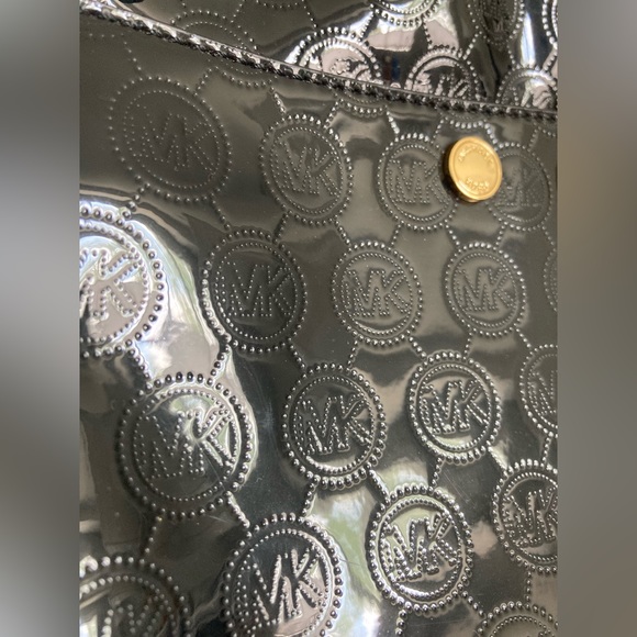 Michael Kors Jet Set Medium MK Snap Pocket Tote Chrome/Tan 😎🖤👜 - Picture 11 of 12